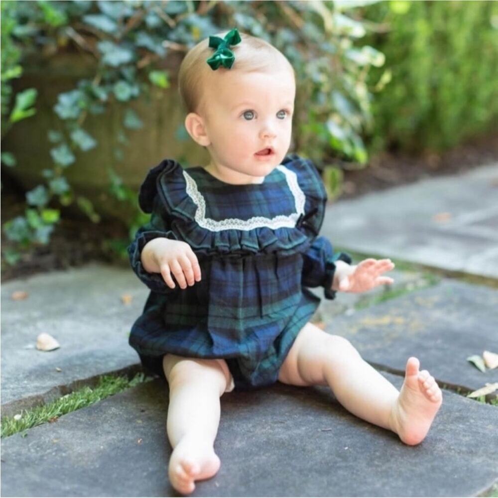 Edgehill Collection x Darby Fallon Clark Baby Girls Autumn Plaid Romper 12M